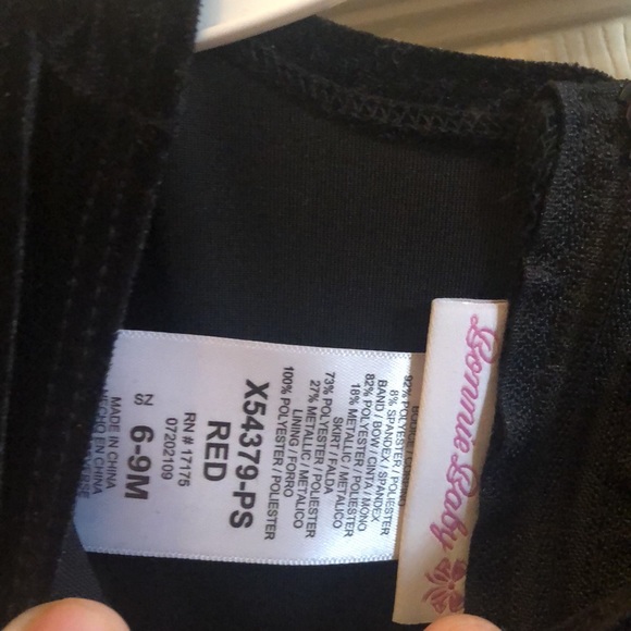 Bonnie Baby 2-Piece Velvet Plaid Holiday Dress with diaper cover. - Picture 3 of 5